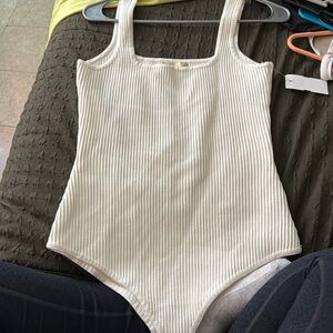 Altared state ribbed white body suit